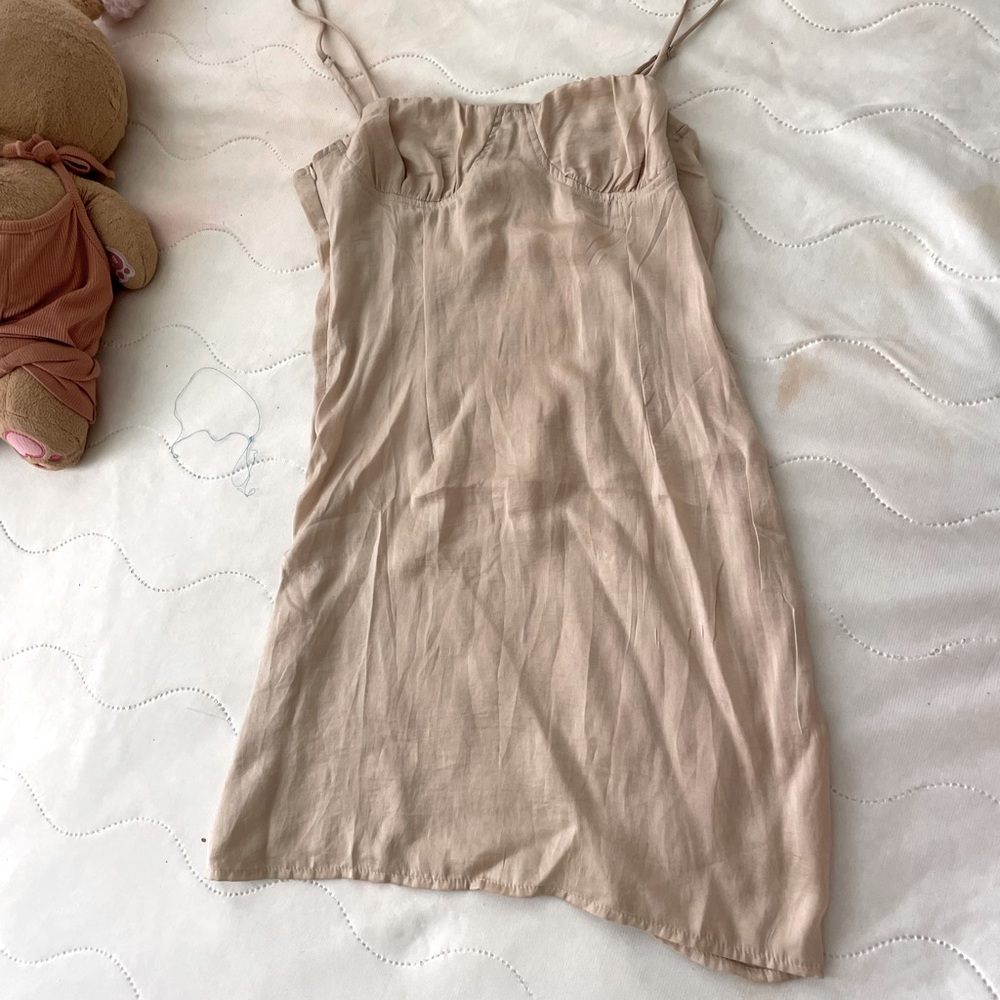 cream / tan silk Princess Polly Dress